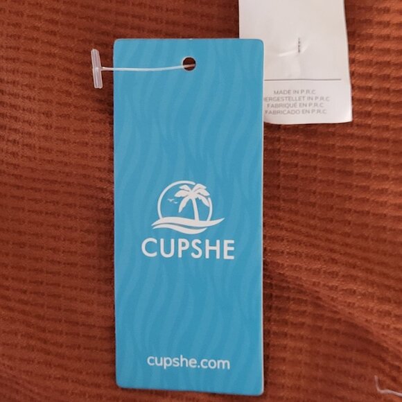 Cupshe Button Front Mini Dress Womens Sz XL Rust Orange Long Sleeve Pockets NWT - Picture 8 of 8